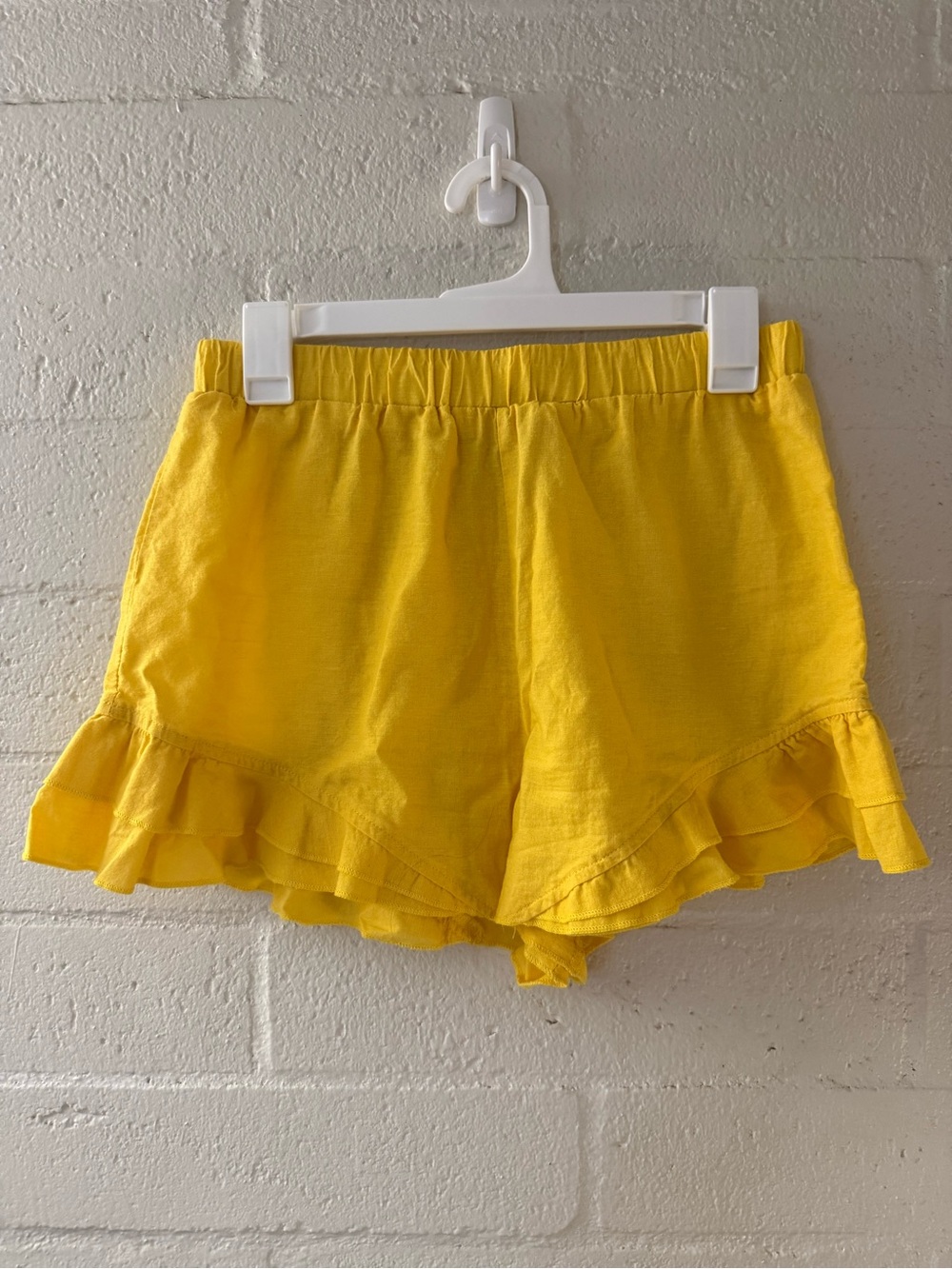 100% Cotton Women’s Yellow Ruffle Shorts